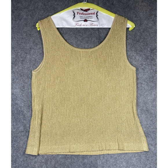 St John Top Small Gold Metallic Knit Ribbed Career Wedding Holiday USA - Picture 5 of 9